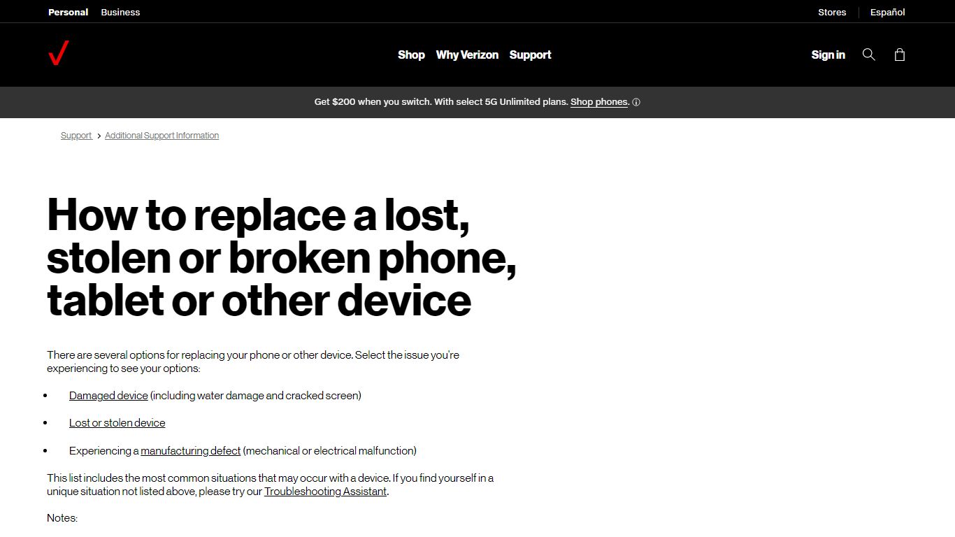 How to replace a lost, stolen or broken phone, tablet or ... - Verizon